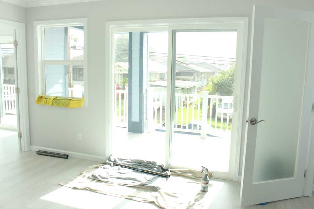 Sliding door before window tint